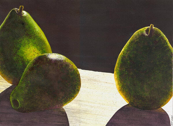 Pears Art Print featuring the painting Three Backlit by Catherine G McElroy