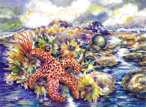Watercolor Art Print featuring the painting Tidal Pool I by Ann Nicholson