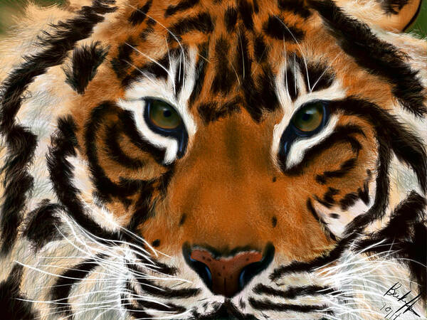 Tiger Art Print featuring the painting Tiger Eyes by Becky Herrera