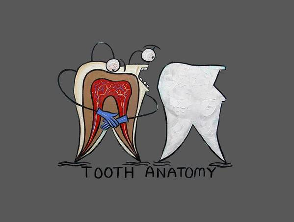 Tooth Anatomy T-shirt Art Print featuring the painting Tooth Anatomy T-Shirt by Anthony Falbo