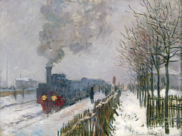Train Art Print featuring the painting Train in the Snow or The Locomotive by Claude Monet
