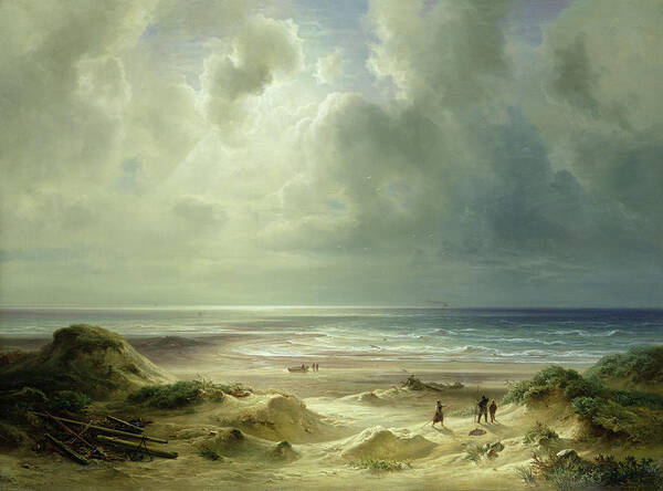 Dune By Hegoland Art Print featuring the painting Tranquil Sea by Carl Morgenstern