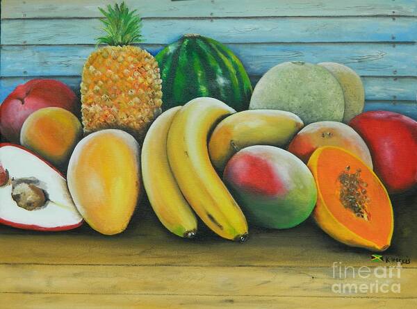 Fruits Art Print featuring the painting Tropical Delight 3 by Kenneth Harris