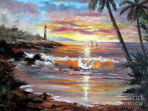 Sunset Art Print featuring the painting Tropical Sunset by Lee Piper