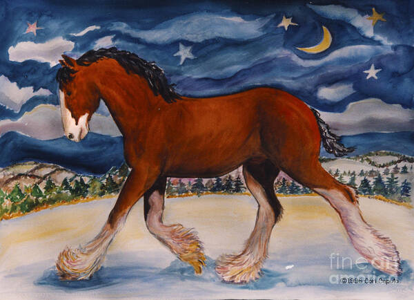 Clydesdale Art Print featuring the painting Trotting Pat by Cori Caputo