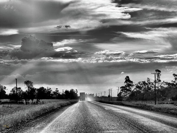 Landscape Art Print featuring the photograph Truckies Long Lonely Road by Michael Blaine