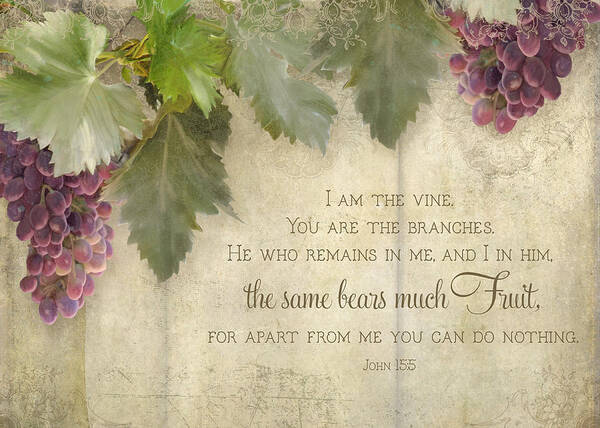 Tuscan Art Print featuring the painting Tuscan Vineyard - Rustic Wood Fence Scripture by Audrey Jeanne Roberts