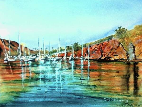 Two Harbors Art Print featuring the painting Two Harbors Catalina Morning Impressions by Debbie Lewis