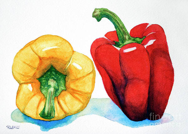Two Art Print featuring the painting Two Peppers by Rebecca Davis