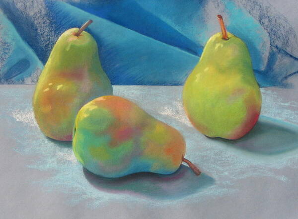Pears Art Print featuring the pastel Pears, pastel painting still life by Shirley Galbrecht