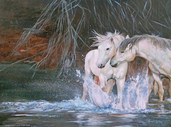 Wild Horse Art Art Print featuring the painting Unspoken Persuasion by Karen Kennedy Chatham