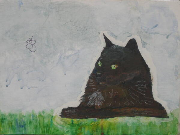 Cat Art Print featuring the painting Untitled by AJ Brown