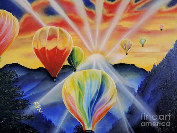 Bright Colors Art Print featuring the painting Up and Away by Dianna Lewis