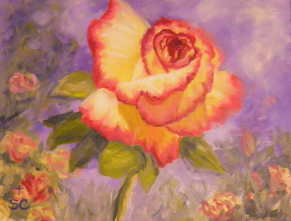 Valentine Art Print featuring the painting Valentine Rose by Sharon Casavant