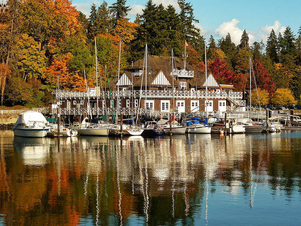 Connie Handscomb Art Print featuring the photograph Vancouver Rowing Club In Autumn by Connie Handscomb