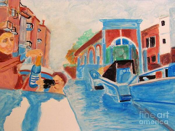 Venice Celebration Art Print featuring the painting Venice Celebration by Stanley Morganstein