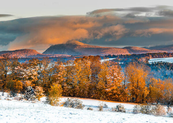 Autumn Art Print featuring the photograph Vermont Snowliage Scene by Tim Kirchoff