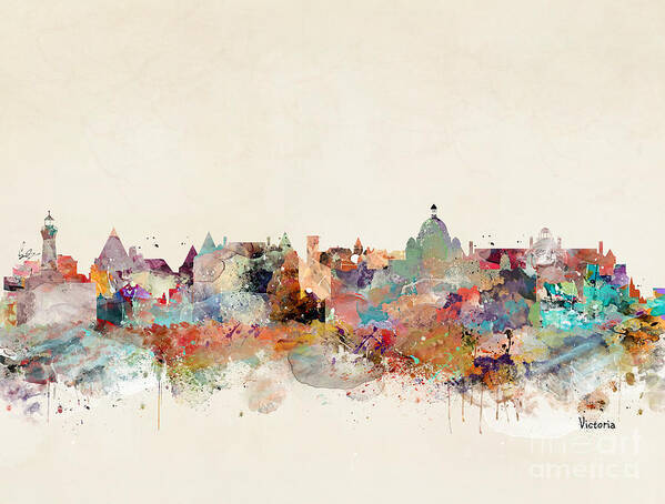 Victoria Canada Art Print featuring the painting Victoria Canada Skyline by Bri Buckley