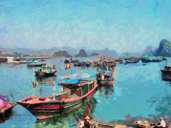 Vietnam Art Print featuring the painting Vietnamese Fishermen by Tyler Robbins