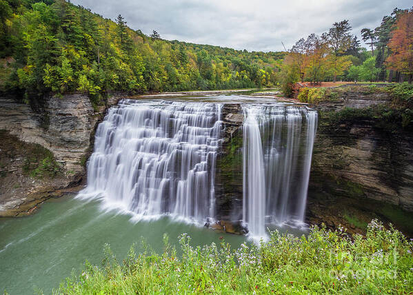 Waterfall Art Print featuring the photograph View of Letchworth Middle Falls by Karen Jorstad