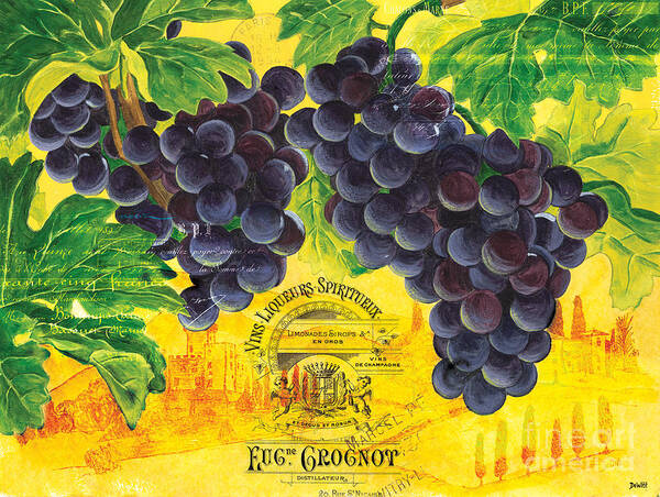 Grapes Art Print featuring the painting Vigne De Raisins by Debbie DeWitt