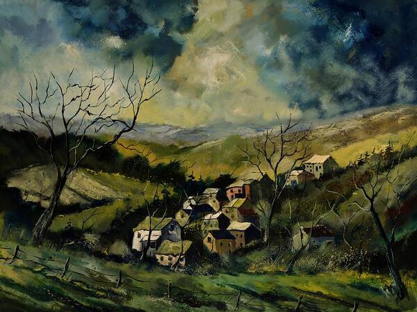 Landscape Art Print featuring the painting Village in Ardennes Belgium by Pol Ledent