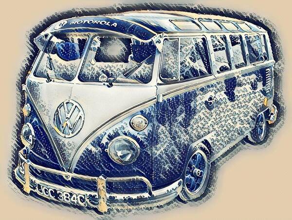 Vw Art Print featuring the photograph VW Camper Van Waves by John Colley