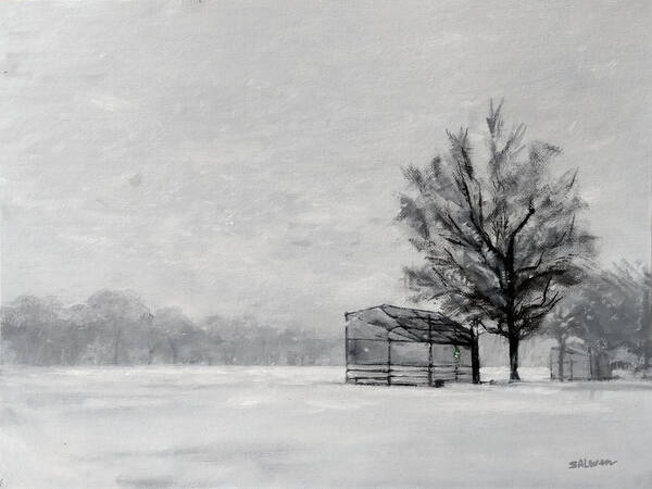 Landscape Art Print featuring the painting Waiting for Spring by Peter Salwen