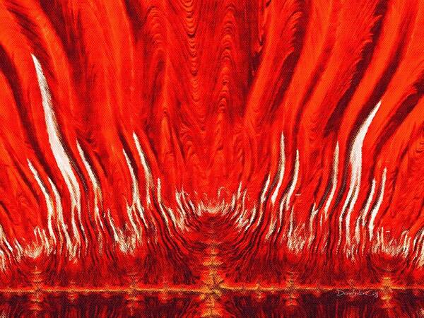 Rose Digital Paint Red Hot Fire Flame Burning Walk Path Fractal White Black Jalepeno Chili Pepper Smoking Hot Is It Hot Enough For You Painterly Art Print featuring the photograph Walk of Flame by Diane Lindon Coy