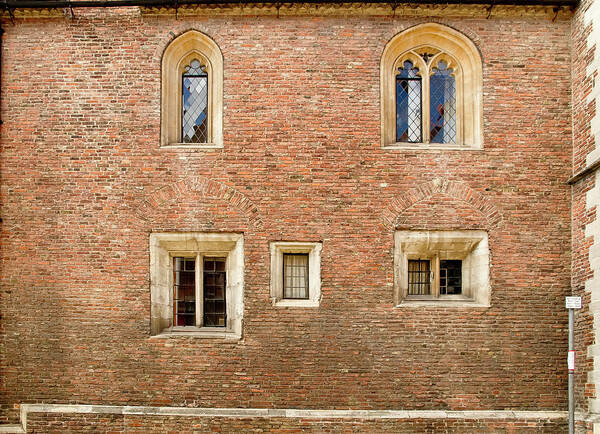 Cambridge Art Print featuring the photograph Wall of five windows. by Elena Perelman