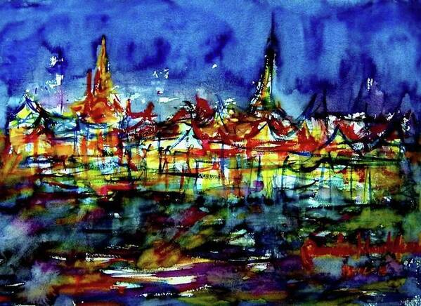 Art Print featuring the painting Wat Phra Kaew by Wanvisa Klawklean