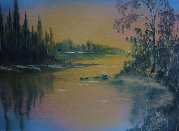 Lagoon Art Print featuring the painting Water Scene 2a by David Bartsch