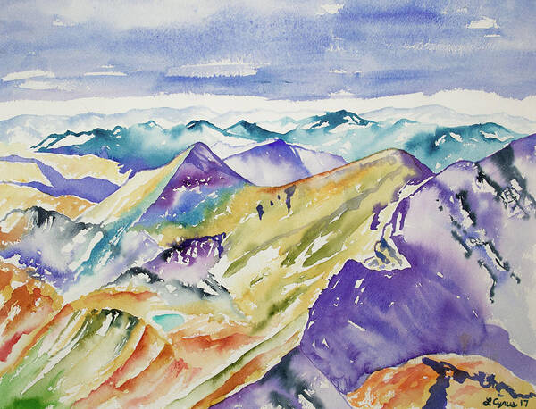 Belford Peak Art Print featuring the painting Watercolor - View from Belford Peak by Cascade Colors