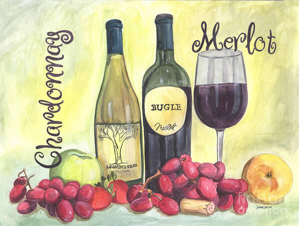 Wine Art Print featuring the painting Watercolor Wine by Debbie DeWitt