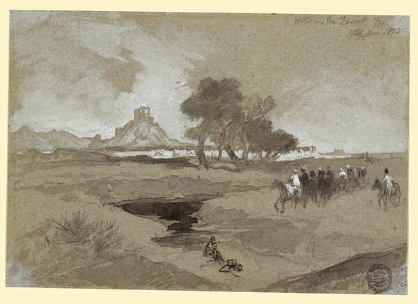 Thomas Moran Art Print featuring the drawing Waterhole in the Desert, Utah, 1873 by Thomas Moran