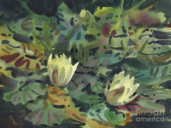 Watercolor Art Print featuring the painting Waterlilies by Donald Maier