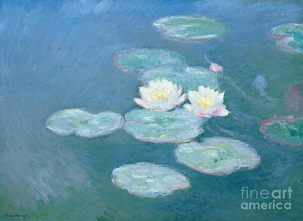 Waterlilies Evening Art Print By Claude Monet