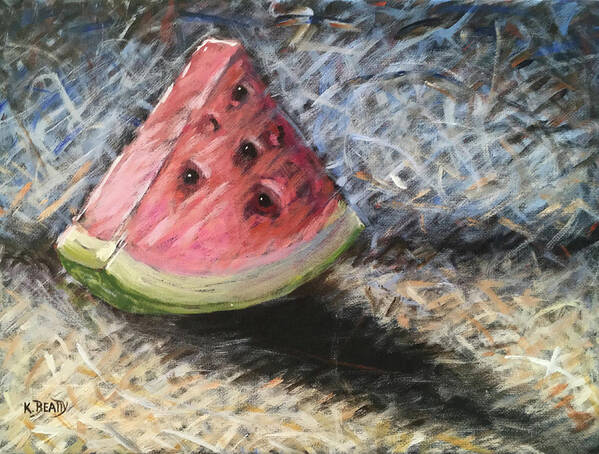 Painting Art Print featuring the painting Watermelon Slice by Karla Beatty