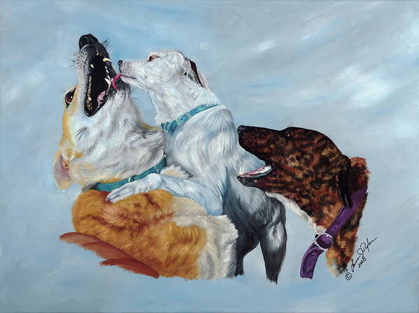 Animals Art Print featuring the painting We Wuv Big Brudder by Lana Tyler