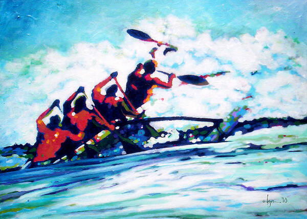 Outrigger Canoe Art Print featuring the painting Wet by Angela Treat Lyon