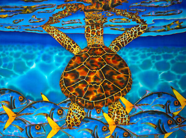 Sea Turtle Art Print featuring the painting West Indian Hawksbill Sea Turtle by Daniel Jean-Baptiste
