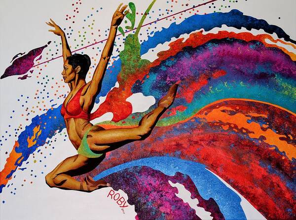 Colorful Ballerina In Motion Art Print featuring the painting When Misty Moves by William Roby