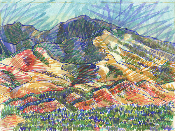 Landscape Art Print featuring the painting Windy Day, Mount Diablo by Judith Kunzle