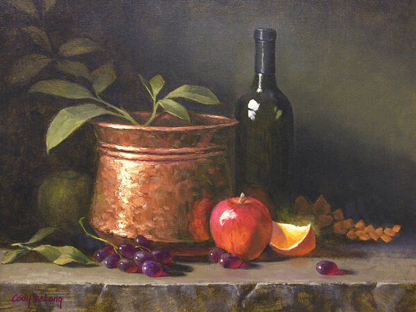 Wine Art Print featuring the painting Wine and Copper by Cody DeLong