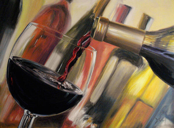 Wine Art Print featuring the painting Wine Pour II by Donna Tuten