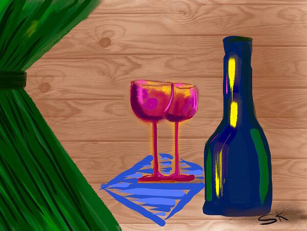 Wine Art Print featuring the digital art Wine Tasting by Sherry Killam