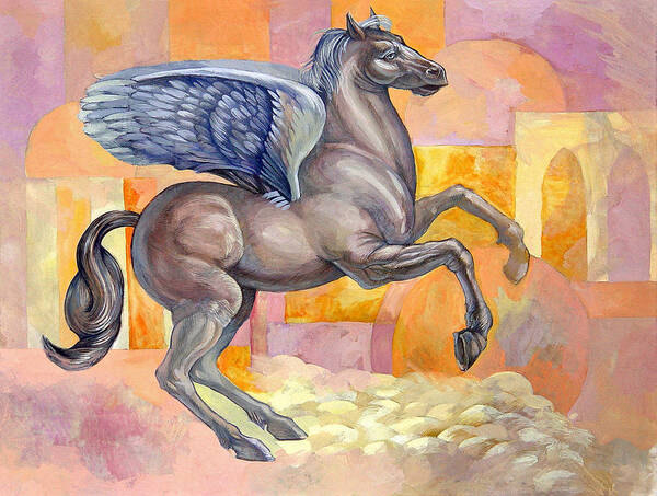 Horse Art Print featuring the painting Winged Horse by Filip Mihail