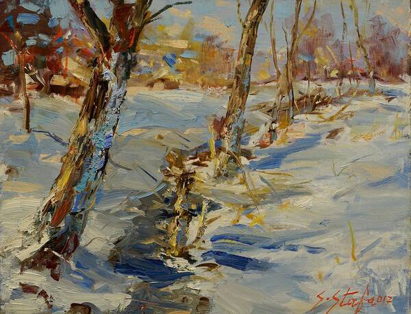Landscape Art Print featuring the painting Winter in Mat by Sefedin Stafa