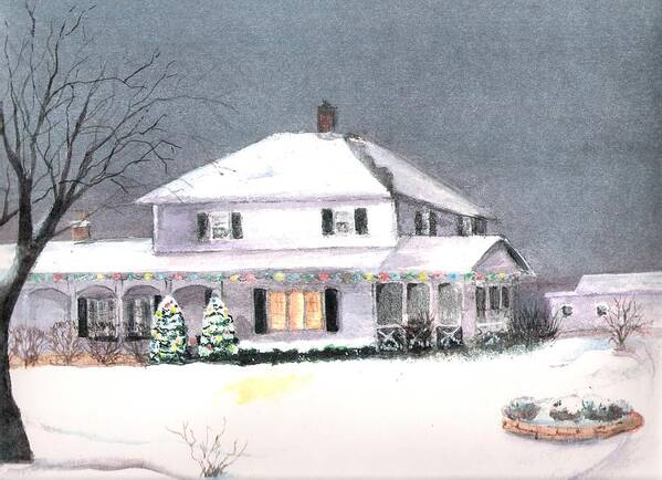 Winter Art Print featuring the painting Winter in Wisconsin by Marsha Woods