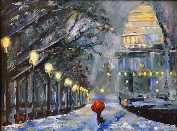 Washington Dc Art Print featuring the painting WINTER is Coming by Josef Kelly
